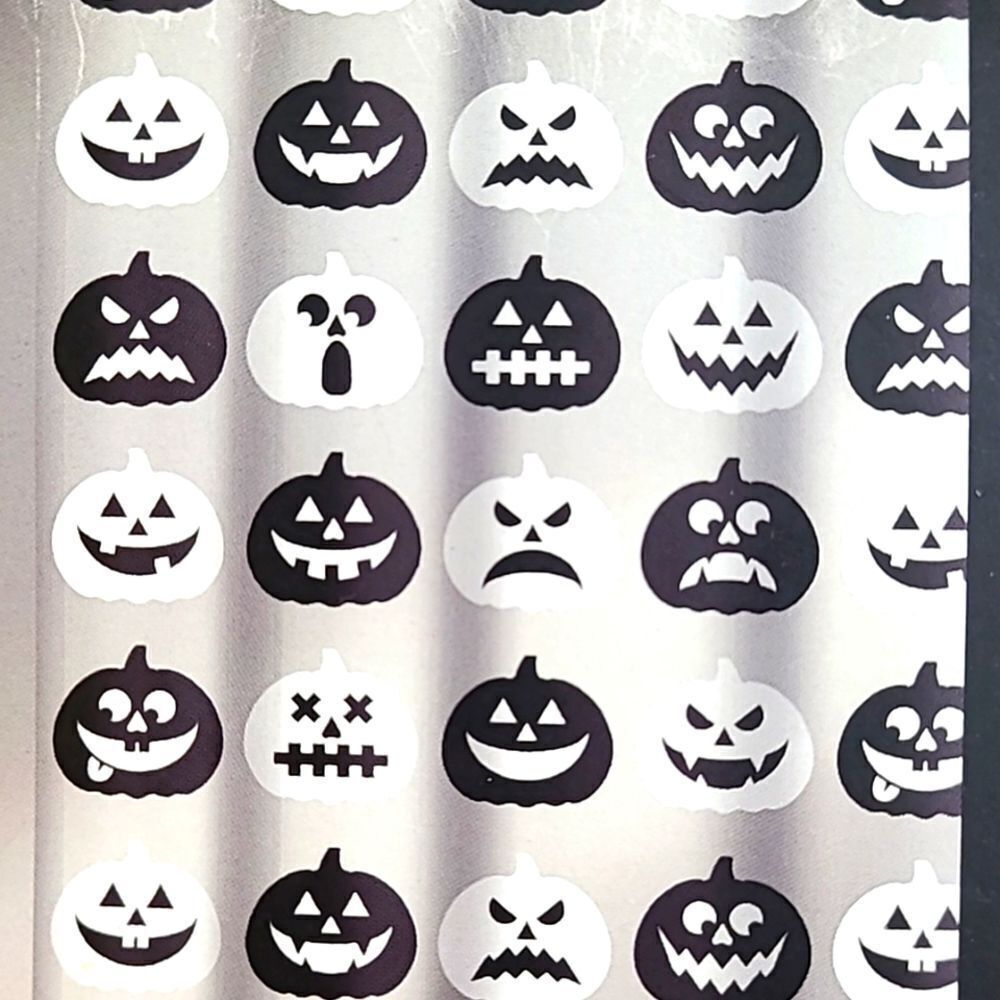 Halloween Black & White Pumpkin Faces Shower Curtain, 70" x 72"  NWOT